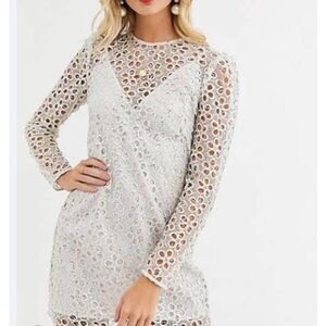 Stevie May Conor LS Woman’s Small Silver Mini Dress Floral Sequin Evening Dress